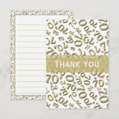 Hartelijk dank: 70e verjaardag Nummer patroongoud/ Bedankkaart (Voorkant / Achterkant)