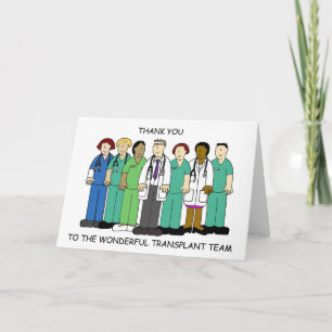 Hartelijk dank aan de Transplant Team Cartoon Grou Kaart