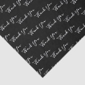 Hartelijk dank, aangepaste tekst zwart-wit tissuepapier (Detail)