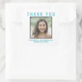 Hartelijk dank, Afstuderen Black Pastel Blue Custo Vierkante Sticker (Tas)