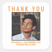 Hartelijk dank Afstuderen Oranje - Aangepaste foto Vierkante Sticker (Voorkant)