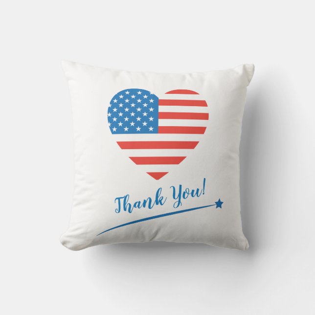 Hartelijk dank - Amerikaans Vlag Heart Fireworks Kussen (Voorkant)