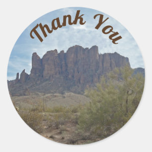 Hartelijk dank, Arizona Woestijnlandschap Foto Sou Ronde Sticker