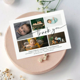 Hartelijk dank, Baby geboorte foto collage Bedankkaart