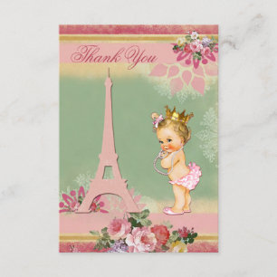 Hartelijk dank, Baby shower Eiffel Tower Princess Bedankkaart