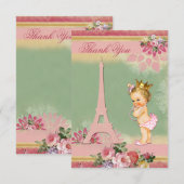 Hartelijk dank, Baby shower Eiffel Tower Princess Bedankkaart (Voorkant / Achterkant)