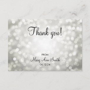 Hartelijk dank, Baby shower Silver Glitter Lights Bedankkaart