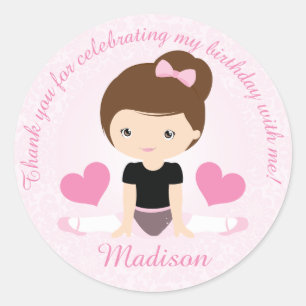 Hartelijk dank, Ballerina Birthday Party Ronde Sticker