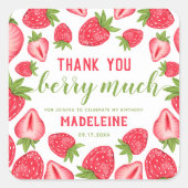 Hartelijk dank, Berry Veel aardbei Birthday Custom Vierkante Sticker (Voorkant)