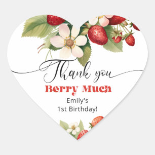 Hartelijk dank Berry veel Aardbei verjaardag Hart Sticker