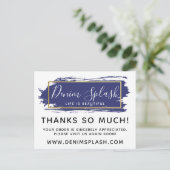 Hartelijk dank: Blue Paint Stroke & Gold 4-foto Briefkaart (Staand voorkant)