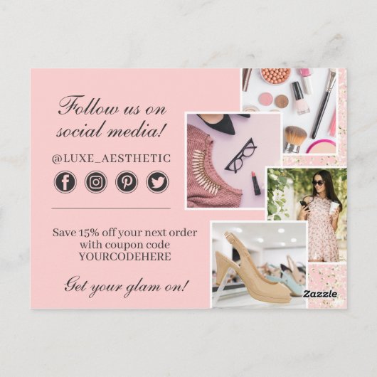 Hartelijk dank: Blush roze & Gold Paint Strokes 4- Briefkaart (Achterkant)