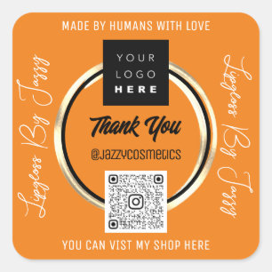Hartelijk dank Business QR Code Logo Scan Gold Cor Vierkante Sticker