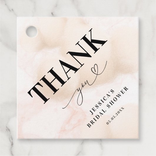 Hartelijk dank, Cloud Nine Heart Script Vrijgezell Bedankjes Labels (Voorkant)