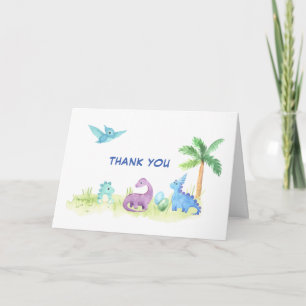 Hartelijk dank, Dinosaur Cute Waterverf Baby showe Kaart