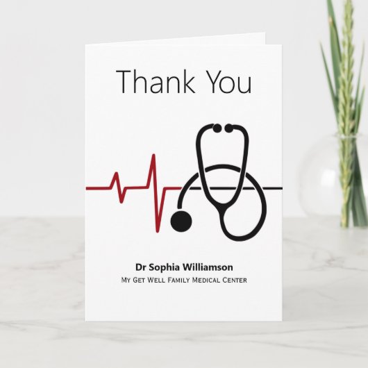 Hartelijk dank, dokter Heartbeat Stethoscoop Bedankkaart (Voorkant)