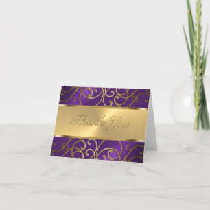 Hartelijk dank, Elegant Paars en Gold Filigree Bedankkaart