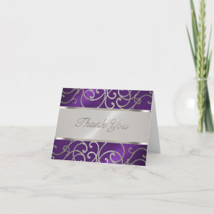 Hartelijk dank, Elegant Paars en Silver Filigree Bedankkaart