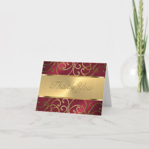 Hartelijk dank, Elegant Red en Gold Filigree Bedankkaart
