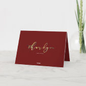 Hartelijk dank, Elegant Red Gold Handwriting Scrip Bedankkaart (Achterkant)