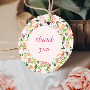 Hartelijk dank, Floral Chic Pink en Gold Favor Tag Bedankjes Labels