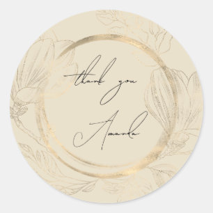 Hartelijk dank, Floral Mustard Gold Wedding Bridal Ronde Sticker