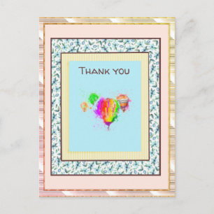 Hartelijk dank, Floral Pink Ballon Gold Spark Briefkaart