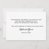 Hartelijk dank, foto 3 gouden zwarte glittersparge bedankkaart (Achterkant)