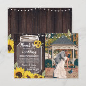 Hartelijk dank. Foto Rustic Sunflower Jar Lights Kaart (Voorkant / Achterkant)