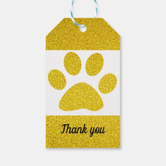 Hartelijk dank, Glitter Paw Prints Cute Holiday Cadeaulabel (Achterkant)