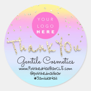 Hartelijk dank, Gold Sweet 16e Logo Ombre Blue Ronde Sticker