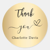Hartelijk dank gouden naam ronde sticker (Voorkant)