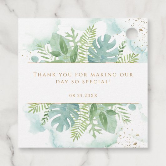 Hartelijk dank, groener, blauw en groene Waterverf Bedankjes Labels (Achterkant)