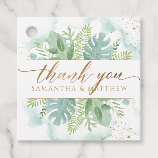 Hartelijk dank, groener, blauw en groene Waterverf Bedankjes Labels (Voorkant)