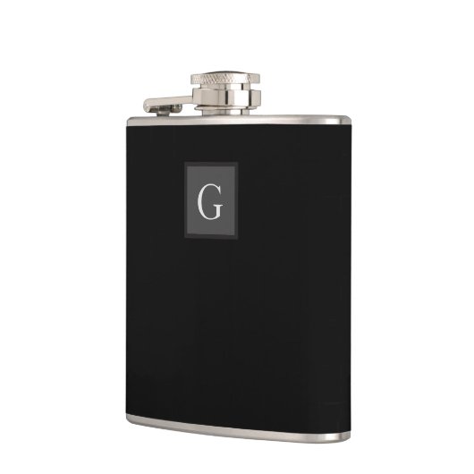 Hartelijk dank, Groomsman Best Man Monogram Black Heupfles (Links)