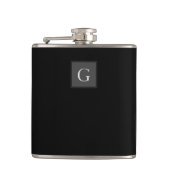 Hartelijk dank, Groomsman Best Man Monogram Black  Heupfles (Voorkant)