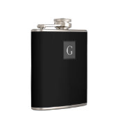 Hartelijk dank, Groomsman Best Man Monogram Black  Heupfles (Rechts)