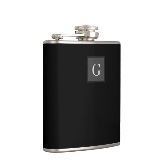 Hartelijk dank, Groomsman Best Man Monogram Black  Heupfles (Rechts)