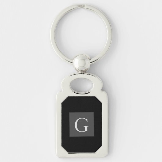 Hartelijk dank, Groomsman Best Man Monogram Black  Sleutelhanger (Voorkant)