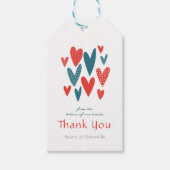 Hartelijk dank Harten Blauwgroen Rood Cadeaulabel (Voorkant)