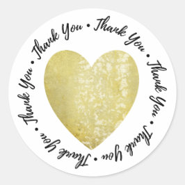 Hartelijk dank. Heart Stamp Faux Gold Foil Ronde Sticker