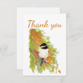Hartelijk dank, Herfst Autumn Chickadee Bird Natuu Bedankkaart (Voorkant / Achterkant)