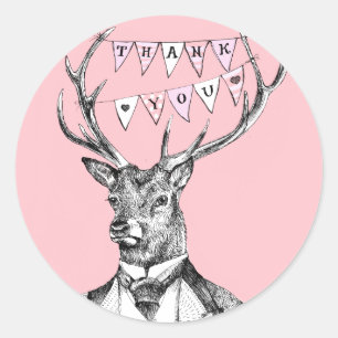 Hartelijk dank hert ronde sticker