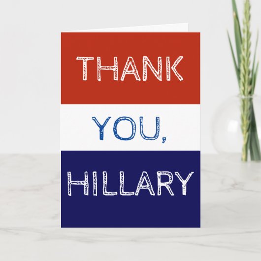 Hartelijk dank, Hillary Red White en Blue Bedankkaart (Voorkant)