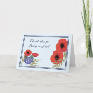Hartelijk dank, kaart met rode bloemen