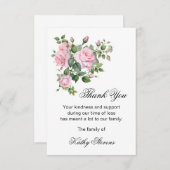 Hartelijk dank, Kaarten, roze rozen Note Kaart (Voorkant / Achterkant)