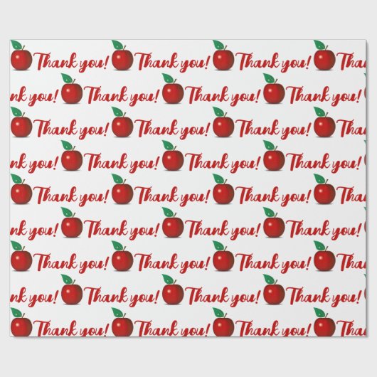 Hartelijk dank, leraar - Klein rood appelpapier Cadeaupapier (Vlak)