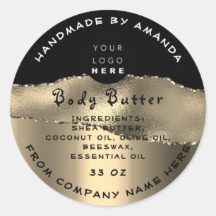 Hartelijk dank, Logo Handmade Cosmetic Gold Body B Ronde Sticker