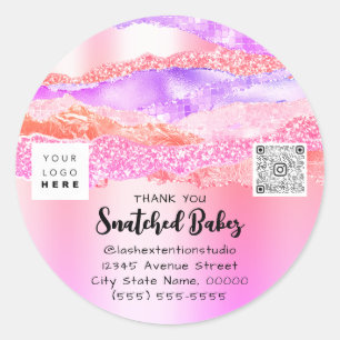 Hartelijk dank Logo QR-code Online Verpakking wink Ronde Sticker