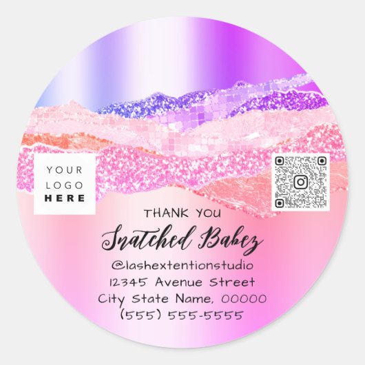 Hartelijk dank Logo QR-code Roze online winkelen Ronde Sticker (Voorkant)